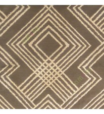 Brown beige color geometric abstract illusion flowing lines traditional design embroidery pattern main curtain